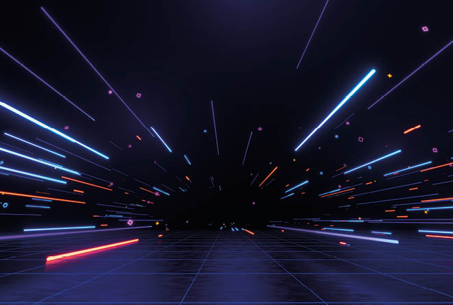 3d technology abstract neon light background, empty space scene, spotlight, dark night, virtual reality, cyber futuristic sci-fi background, street floor studio for mock up. colored geometric.
