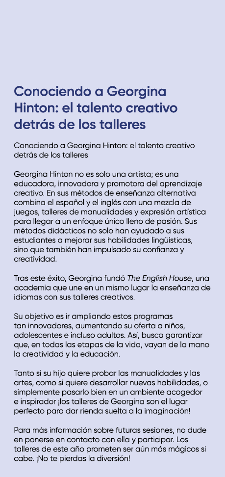 Conociendo a Georgina Hinton: el talento creativo detr s de los talleres Conociendo a Georgina Hinton: el talento cre...