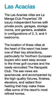 Las Acacias The Las Acacias villas are La Manga Club Properties  29 luxury independent homes with private pools, gara   