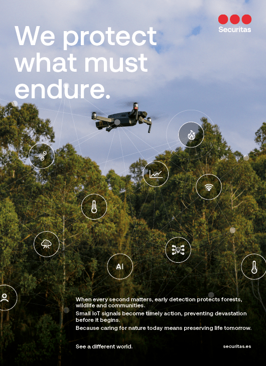A poster with a helicopter flying over a forest. Description generated by AI