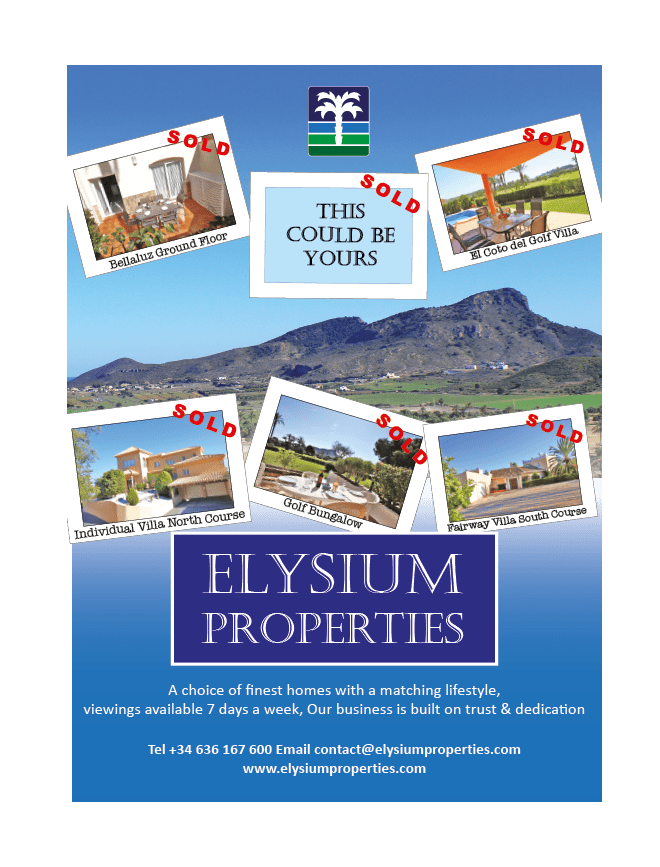 A real estate advertisement for Elysium properties. AI generated content