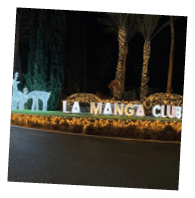 A sign that says La Manga Club. Description generated by AI