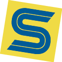 A blue and white logo with a curved line. AI generated content