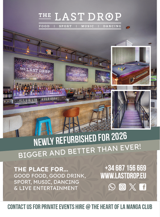 A flyer advertises a newly refurbished bar and restaurant, featuring a staircase and a bed. AI generated content