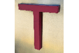 A purple T on a silver background. Description generated by AI