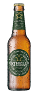 A bottle of Estrella beer. Description generated by AI