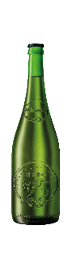 A bottle of wine with a green label. Description generated by AI