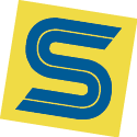 A blue and white logo with a curved line. AI generated content