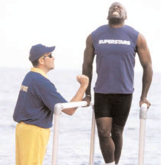 A man is standing on a ladder while another man looks on. AI generated content