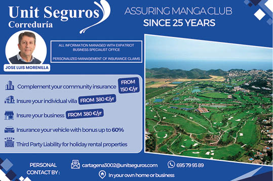 A blue and white advertisement for Unit Seguros. Description generated by AI