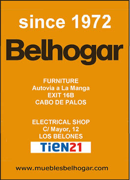 A yellow sign with black letters that says “BELHOGAR" on it. Description generated by AI