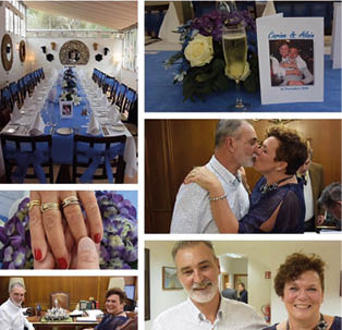 A collage of photos of a man and woman kissing. Description generated by AI