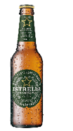 A bottle of Estrella beer. Description generated by AI