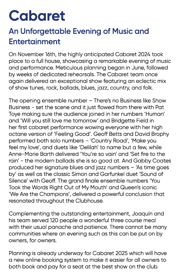 Cabaret An Unforgettable Evening of Music and Entertainment On November 16th, the highly anticipated Cabaret 2024 too...