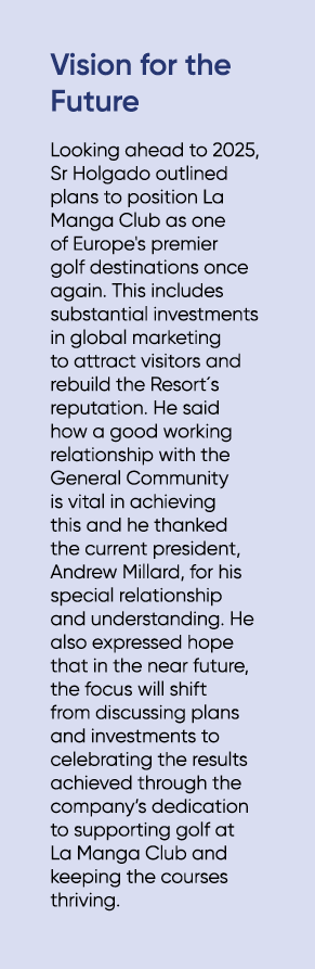 Vision for the Future Looking ahead to 2025, Sr Holgado outlined plans to position La Manga Club as one of Europe's p...