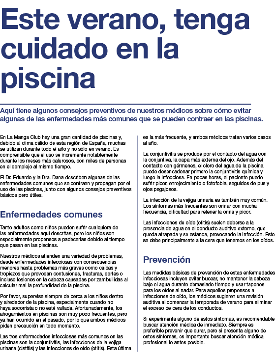 Este verano, tenga cuidado en la piscina Aqu  tiene algunos consejos preventivos de nuestros m dicos sobre c mo evita   